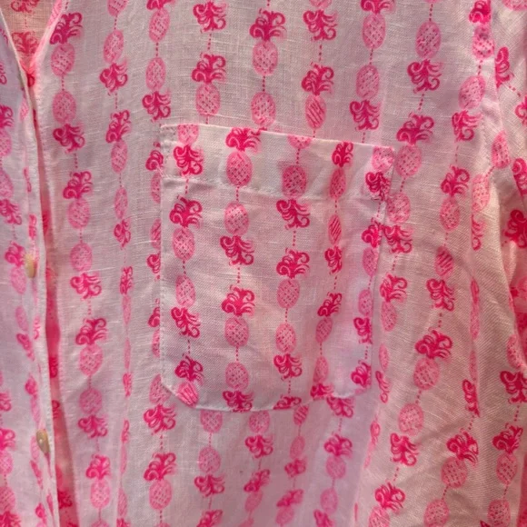 Lilly Pulitzer Pink Floral Linen Shirt - Picture 5 of 8
